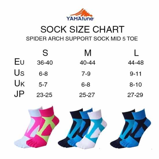Yamatune Spider Arch Middle Socks 5 Toe 5